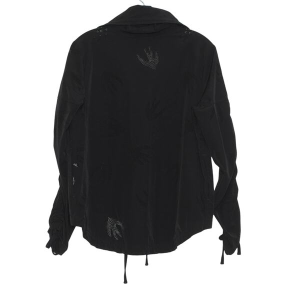 Nanette Lepore Jacket Athleisure Minimalist Perforated Cinch Sleeves Black Small - Picture 2 of 6
